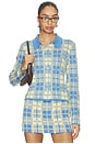 view 1 of 5 CAMISA ELLE DE CUADROS CON FLECOS in Delft Blue & Butter