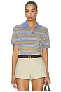 view 1 of 4 Short Sleeve Stripe Rugby Tee in Delft Blue Combo