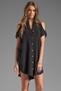 view 1 of 5 Emily Silk Cold Shoulder Mini Dress in Ebony