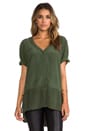 view 1 of 4 Mixed Silk Button Down Top in Moss