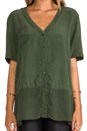 view 4 of 4 Mixed Silk Button Down Top in Moss