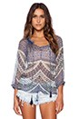 view 1 of 3 Printed Peasant Blouse in Multi Azure