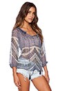view 2 of 3 Printed Peasant Blouse in Multi Azure
