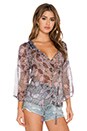 view 2 of 3 Printed Peasant Blouse in Multi Mauve