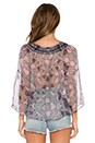 view 3 of 3 Printed Peasant Blouse in Multi Mauve