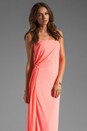 view 1 of 5 Strapless Ruched Side Gown in Bright Guava