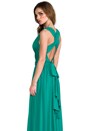 view 1 of 5 V-Neck Gown with Crisscross Waist in Emerald