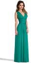 view 3 of 5 V-Neck Gown with Crisscross Waist in Emerald