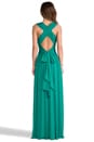 view 4 of 5 V-Neck Gown with Crisscross Waist in Emerald
