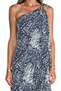 view 4 of 6 One Shoulder Printed Gown in Navy & Chalk