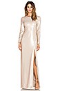 view 2 of 4 Long Sleeve Sequin Gown in Buff & Gold