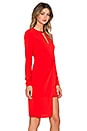 view 2 of 4 Front Drape Long Sleeve Dress in Lipstick