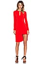 view 4 of 4 Front Drape Long Sleeve Dress in Lipstick