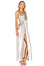 view 2 of 3 Halter Neck Asymmetrical Dress in Metallic Fog