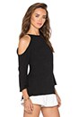 view 3 of 4 Cold Shoulder Open Back Top in Black