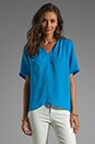 view 1 of 3 V Neck Drapey Top in Lagoon in Lagoonxs