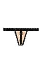 view 1 of 2 AFTER MIDNIGHT Tulle Open Crotch G-String - Mocha/Black in Mocha & Black