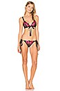 view 4 of 4 BAS DE MAILLOT DE BAIN BRODÉ AVEC LIEN À NOUER in Black & Hot Fuchsia