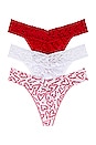 view 2 of 6 Original Rise Thong Holiday 3-Pack in Red, White, & Candy Cane