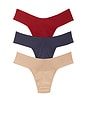 view 1 of 6 Breathesoft Natural Rise Thong 3 Pack in Sun Dried Tomato, Nightshade, & Taupe