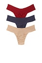 view 2 of 6 Breathesoft Natural Rise Thong 3 Pack in Sun Dried Tomato, Nightshade, & Taupe