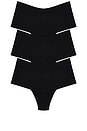 view 1 of 6 High Rise Thong 3 Pack in Black
