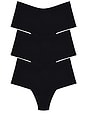 view 2 of 6 High Rise Thong 3 Pack in Black