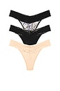view 1 of 4 Original Rise Thong 3 Pack in Black, Chai, & Spotted