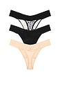 view 2 of 4 Original Rise Thong 3 Pack in Black, Chai, & Spotted