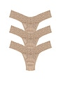 view 1 of 6 Signature Lace Low Rise Thong Three Pack in Chai