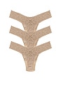 view 2 of 6 Signature Lace Low Rise Thong Three Pack in Chai
