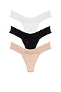 view 1 of 2 Supima Cotton? Low Rise Thong 3 Pack in Black, White & Chai