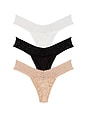view 2 of 2 Supima Cotton? Low Rise Thong 3 Pack in Black, White & Chai