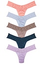 view 1 of 2 Low Rise Thong 5 Pack in Green Queen & Deep Water Blue & Periwinkle & Taupe & Ballet Pink