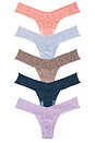 view 2 of 2 Low Rise Thong 5 Pack in Green Queen & Deep Water Blue & Periwinkle & Taupe & Ballet Pink