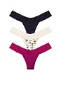 view 1 of 2 Low Rise Thong 3 Pack in California Raisin & Flourish & Lavender Tea