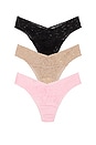 view 1 of 2 Signature Lace Low Rise 3 Pack in Black, Chai & Bliss Pink