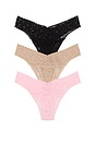 view 2 of 2 Signature Lace Low Rise 3 Pack in Black, Chai & Bliss Pink