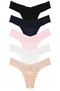 view 2 of 2 Supima? Cotton Organic Thong 5 Pack in White, Chai, Bliss Pink, Navy & Black