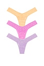 view 1 of 2 Low Rise Thong 3 Pack in Apricot Crush Orange & Drifting Horizon Pink & Cool Lavender