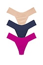 view 1 of 2 Low Rise Thong 3 Pack in Nightshade, Taupe, & Hot Fuschia