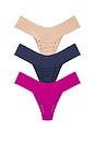 view 2 of 2 Low Rise Thong 3 Pack in Nightshade, Taupe, & Hot Fuschia