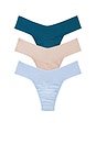 view 1 of 2 3 Natural Rise Thongs in Taupe & Earth Dance & Fresh Air