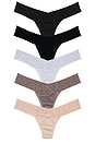view 1 of 2 Signature Lace Low Rise Thong 5 Pack in Taupe,sleep In Grey,grey Mist, Dusk & Black