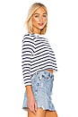 view 2 of 4 The Long Sleeve Stripe Crop Tee in Off White & Navy