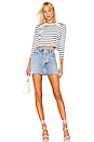 view 4 of 4 The Long Sleeve Stripe Crop Tee in Off White & Navy