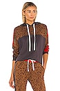 view 1 of 4 Supersoft Fleece Print Block Pullover Hoody in Leopard & Faded Black