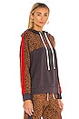 view 2 of 4 Supersoft Fleece Print Block Pullover Hoody in Leopard & Faded Black