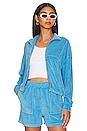 view 1 of 4 Terry Cloth Track Zip Up Hoodie in Sky Blue