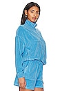 view 2 of 4 Terry Cloth Track Zip Up Hoodie in Sky Blue